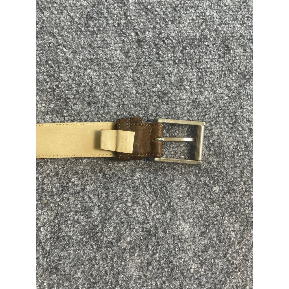 Brooks Brothers Mens‎ Brown Calfskin Leather Belt Italy Size 40 Silver Buckle